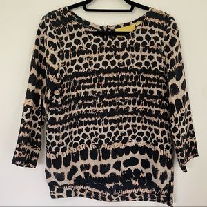 Anthropologie Maeve Silk Linosa Leopard Print top